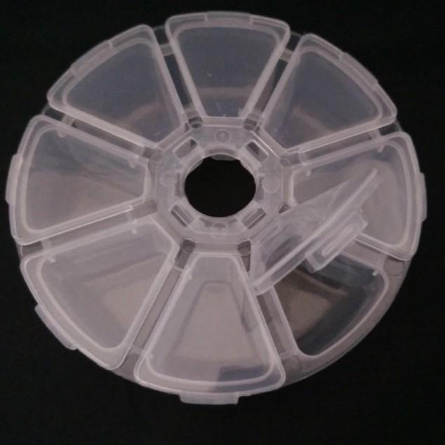 

Круглая коробка для хранения с 8 отделениями для винтов, ювелирных изделий и аксессуаров для очков прозрачный