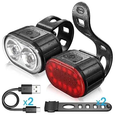 BUCKLOS Fahrradlicht-Set, wiederaufladbar, Rücklicht, Frontlampe, wasserdicht, Reitscheinwerfer, USB, MTB-Rücklicht, LED, Nacht-Fahrradteile