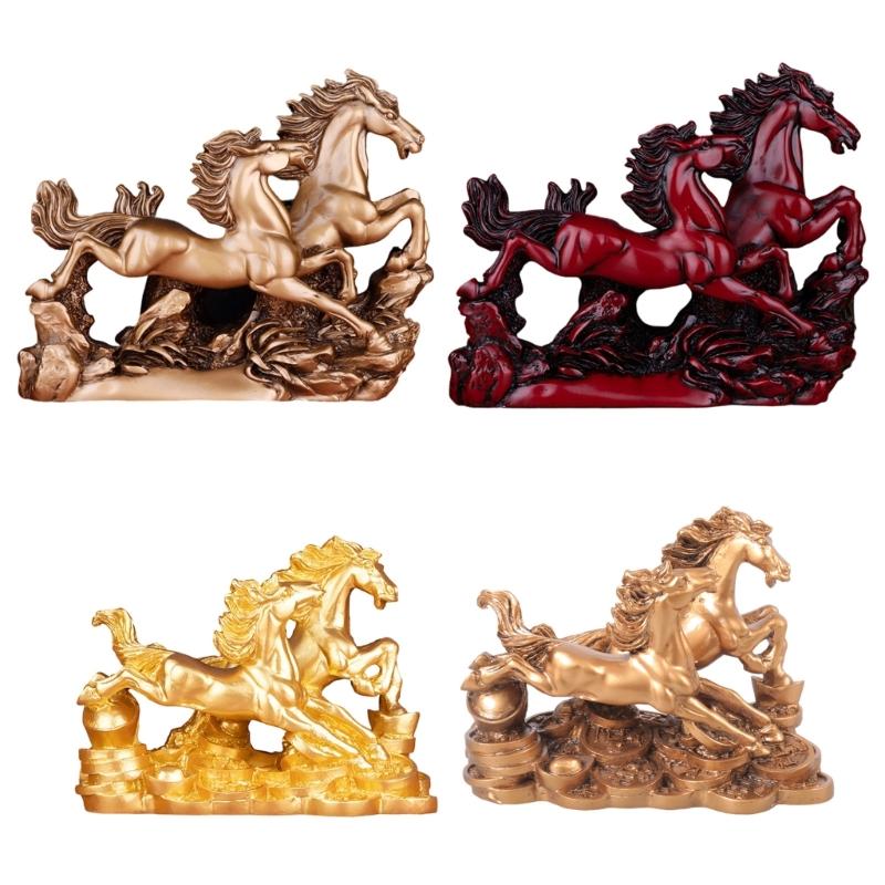 Two Galloping Running Horses Statue Sculpture Animal Statue Collectibles Figurines fengshui Ornament Home Decors