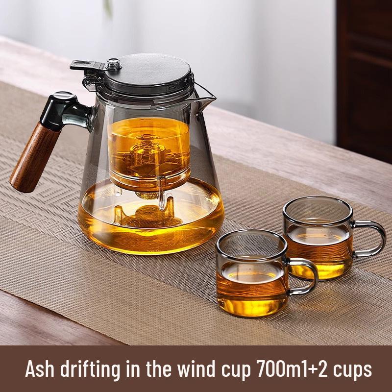 High-Temperature Resistant Glass Teapot with Built-in Tea & Water Separation