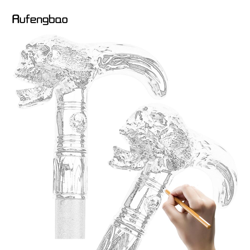 Gouden Witte Schedel Hoofd Wandelstok Mode Decoratieve Wandelstok Heer Elegant Cosplay Stafknop Kromstaf 90cm
