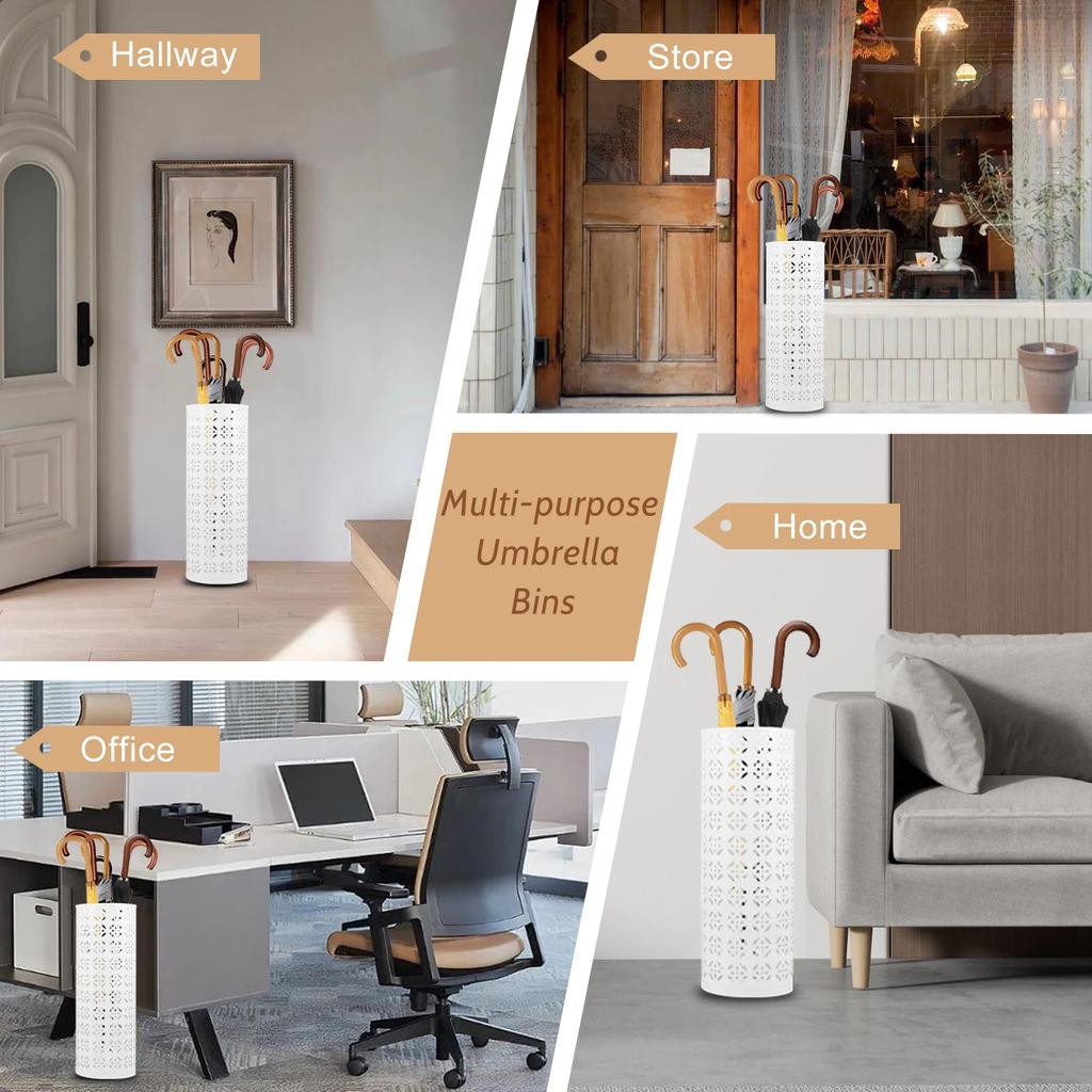 New Umbrella Stand Rack Metal Round Hollow Umbrella Storage Holder Indoor Walking Stick Holder for Home Entryway Office Hotel