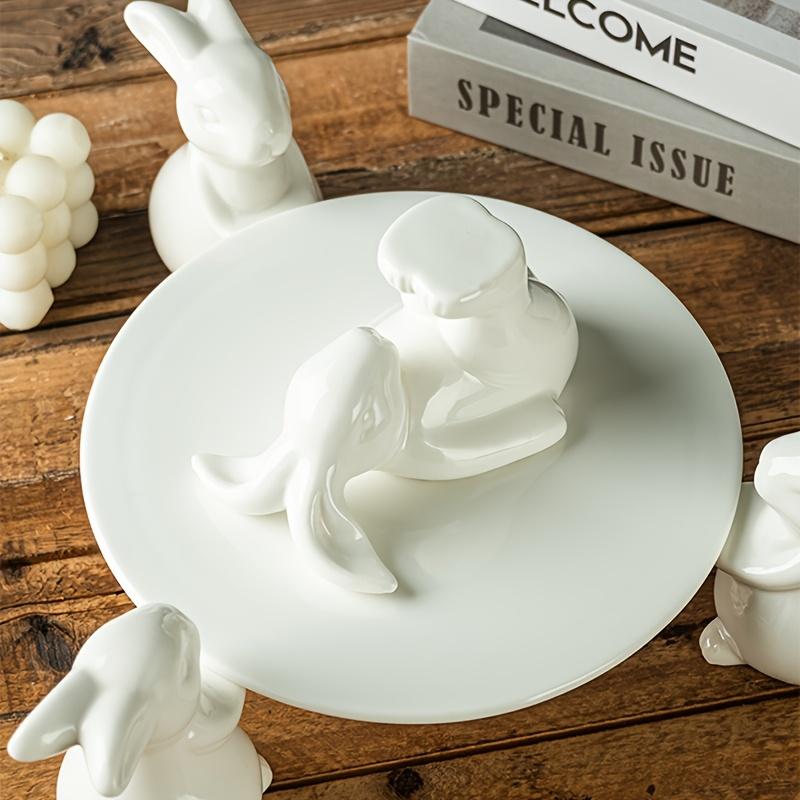 Europäische Kreative Keramik-Kaninchen-Kuchenteller Hochzeit Dessertständer Obstschale Heimdekoration