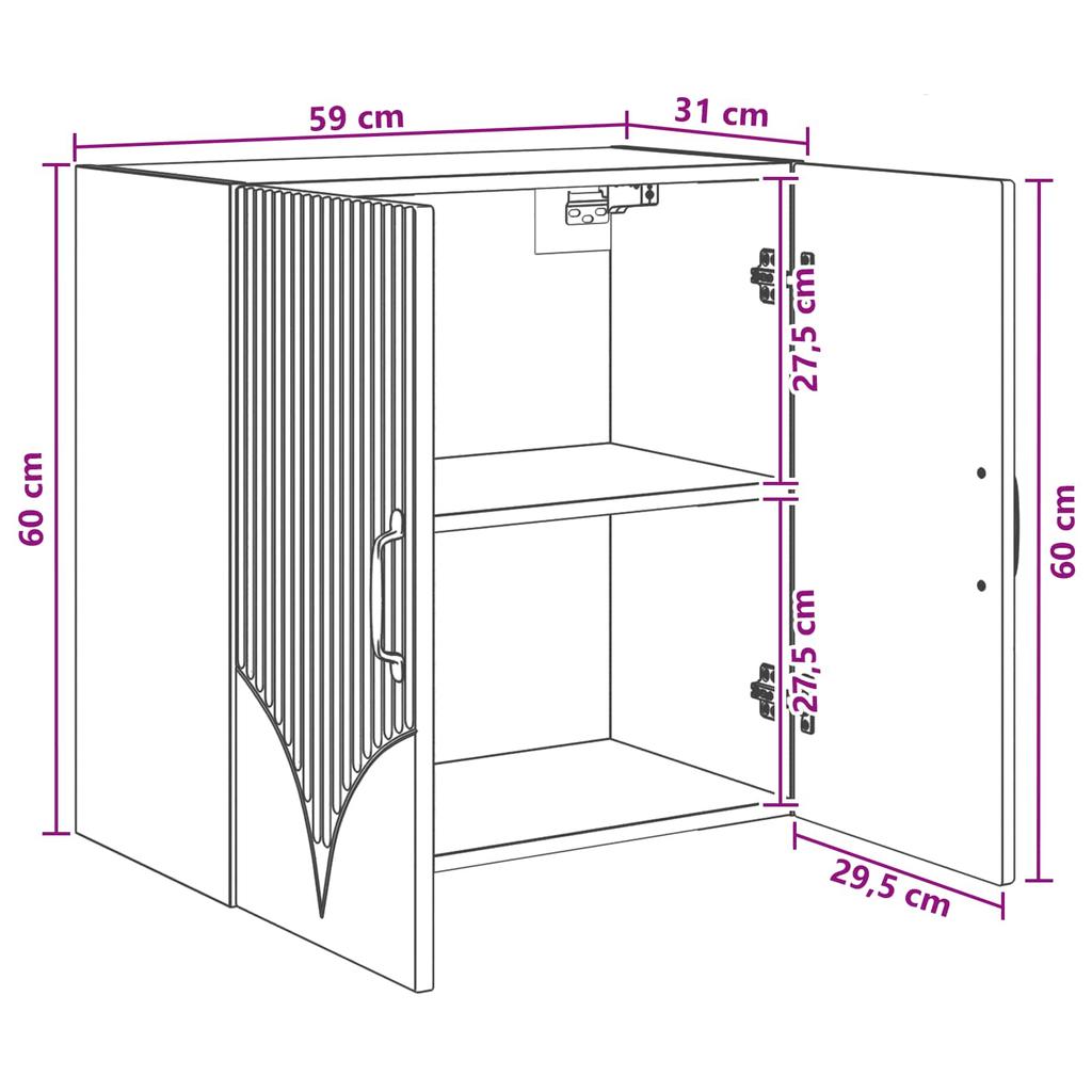 Wall Mounted Cabinet Grey Sonoma 59 x 31 x 60 cm Particleboard