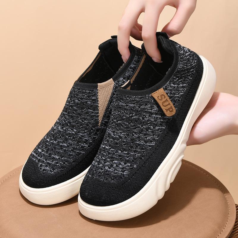 Pantofi cu platformă Pantofi de damă din țesătură tricotată din plasă Pantofi casual pentru femei Pantofi moale din pânză Pantofi anti-alunecare pentru mers și jogging