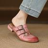 Fashion New Fashion Sandal Women Pumps Shoes Sexy Slingback Heels Retro Leather Party Casual Summer Round Toe Shoes Mueller Slippers
