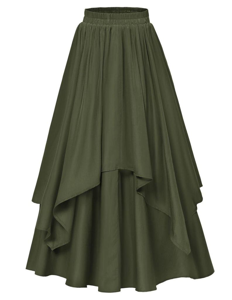Women's Irregular Mid-Length Skirt with Elastic Waist
