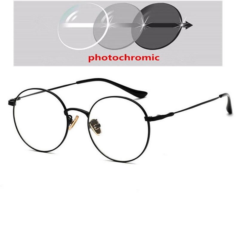Anti Blue Light Round Nearsighted Glasses For Women Men Metal Oval Short Sight Spectacles Diopter 0 -0.5 -0.75 -1.0 To -6.0