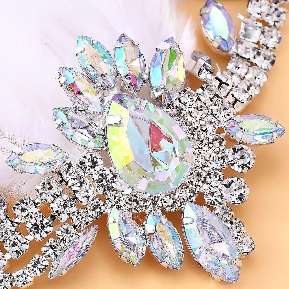 Vintage Exquisite Feather Headband Elegant Women Accessories Performance Show Crystal Sequin Masquerade Hair Band Rhinestone New