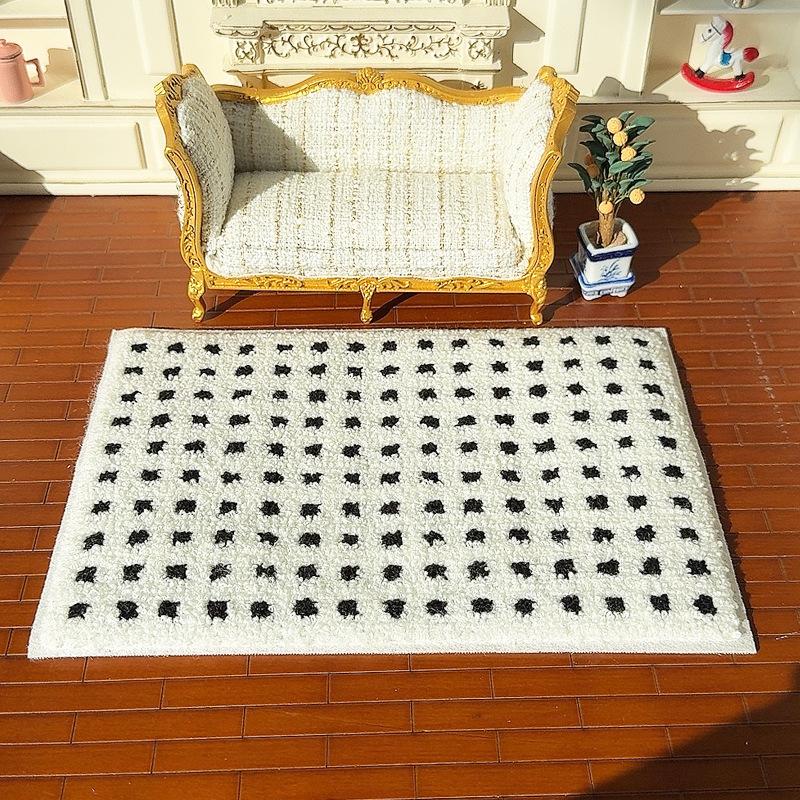 1:12 Dollhouse Miniature Plush Carpet Fluffy Mat Model Photography Prop Kids Pretend Play Toys Doll House Mini Decoration Gifts