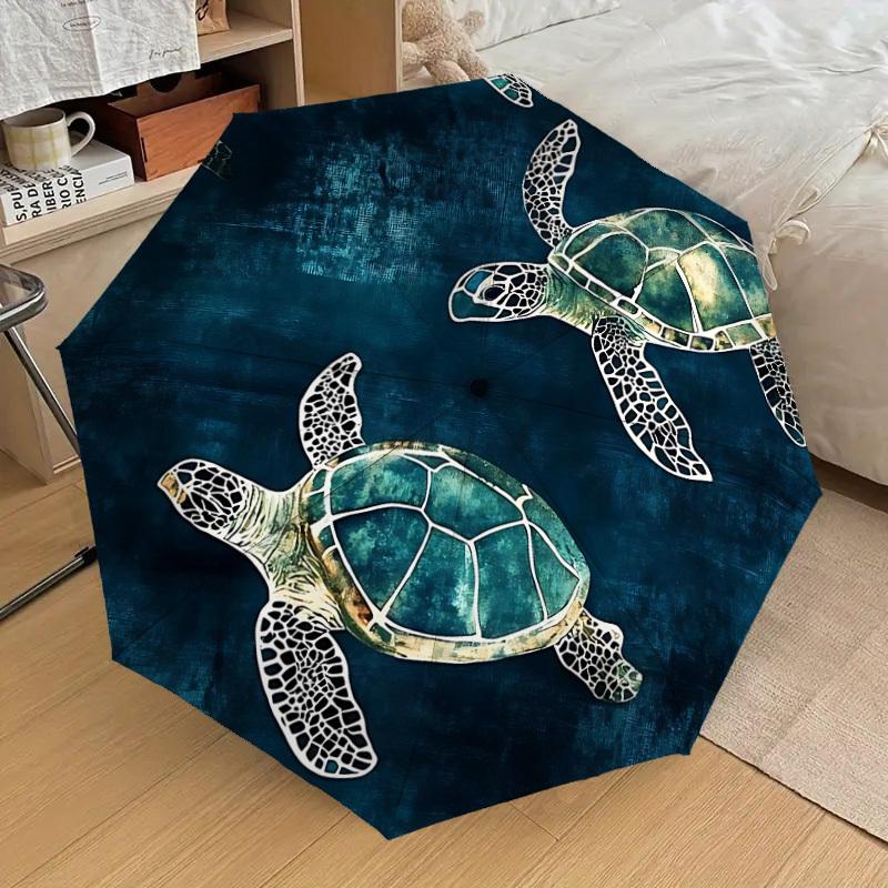 

1pc Sea Turtles Automatic Folding Umbrella Durable Iron Frame, Iron Umbrella Structure Suitable for All Seasons yy260203136