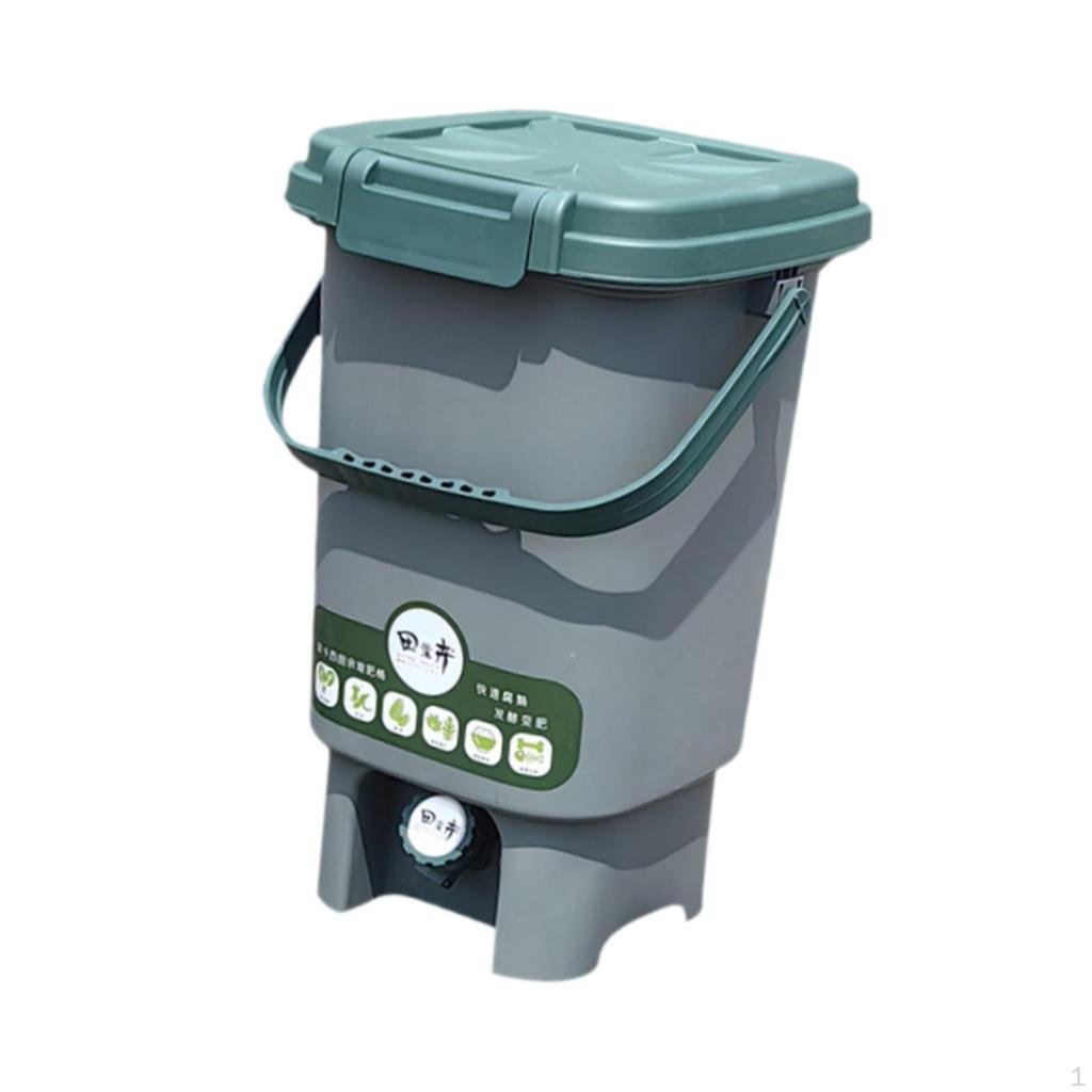 Compost Bin and Handle, Garbage Home Food Waste Bin, Bucket for Balcony, Outdoor,