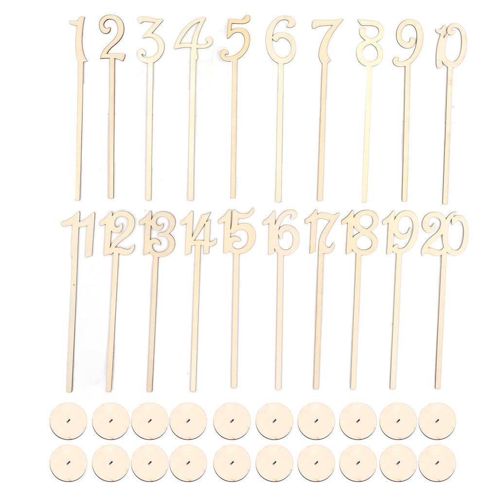 Dřevěná čísla stolů 1 až 20 Retro styl DIY výroba Opakovaně použitelná Snadné čištění Topolová čísla stolů