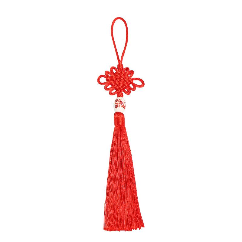 Small Chinese Knot Pendant DIY Tassel - Festive Red 6/8 Plate Hanging Ornament