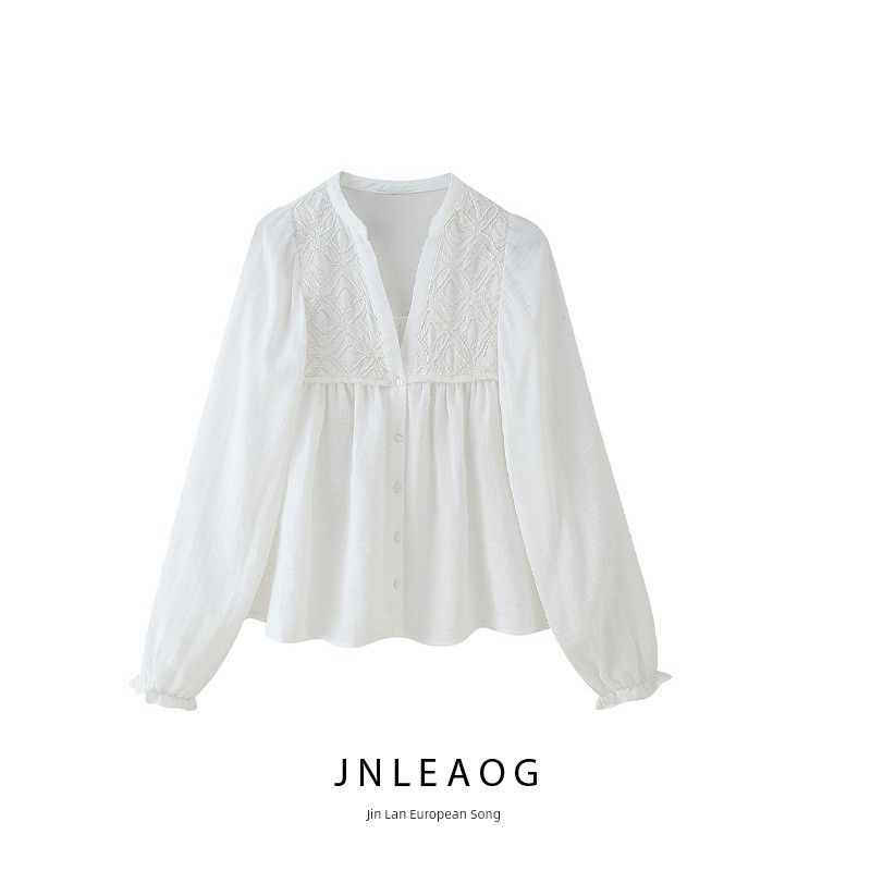 Jnleaog Autumn New Women's Clothing Fashion Style Stylish Fashion Embroider Cotton Top 2298062