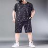 Men's Plus Size Ice Silk Casual Summer Set - Short Sleeve & Shorts
