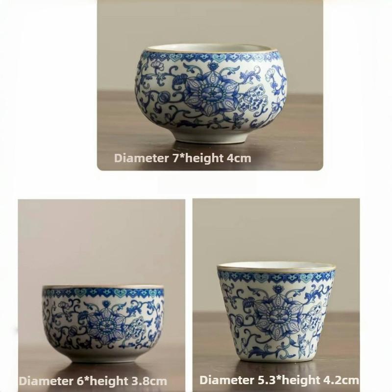 Ceramic Teacups Zen Ceramic Teacup Set Vintage Lapis Lazuli Master Cup Ru Kiln Ice Crackle Tea Set Tea Ceremony Accessories