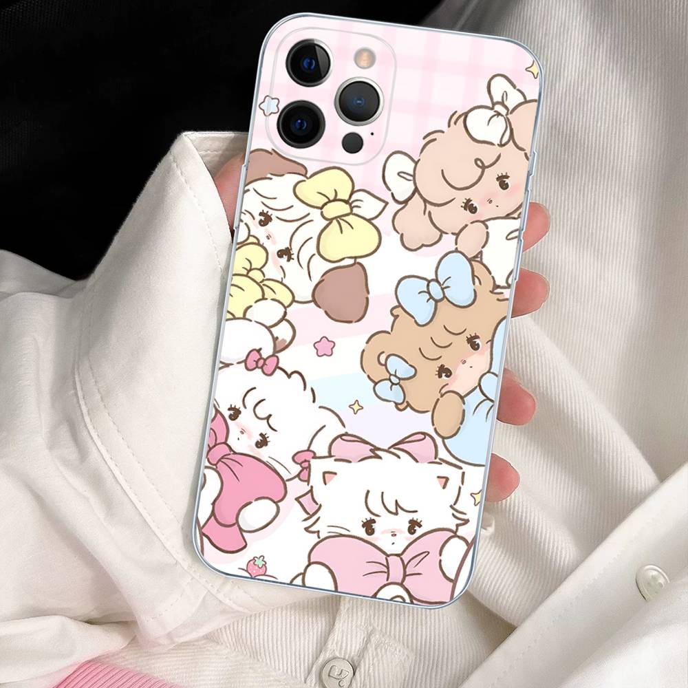Cute M-mikko C-characters For IPhone 11 12 13 14 15 16 17 Pro Max Plus Air Transparent Clear Shockproof Case