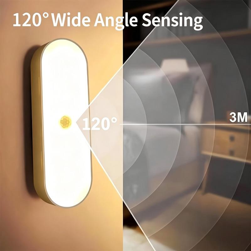 Wireless LED Motion Sensor Night Light with Rechargeable Magnetic Charging Voice Control Home Hallway Wall and Staircase