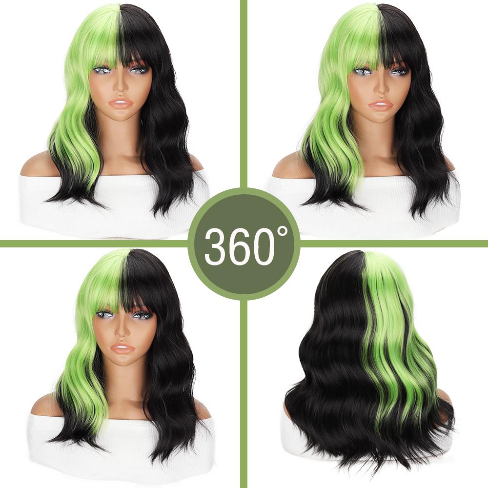 

MERISIHAIR синтетический парик с челкой короткие волнистые парики для цветного парика волокна парики для женщин повседневное использование вечеринок 30cm