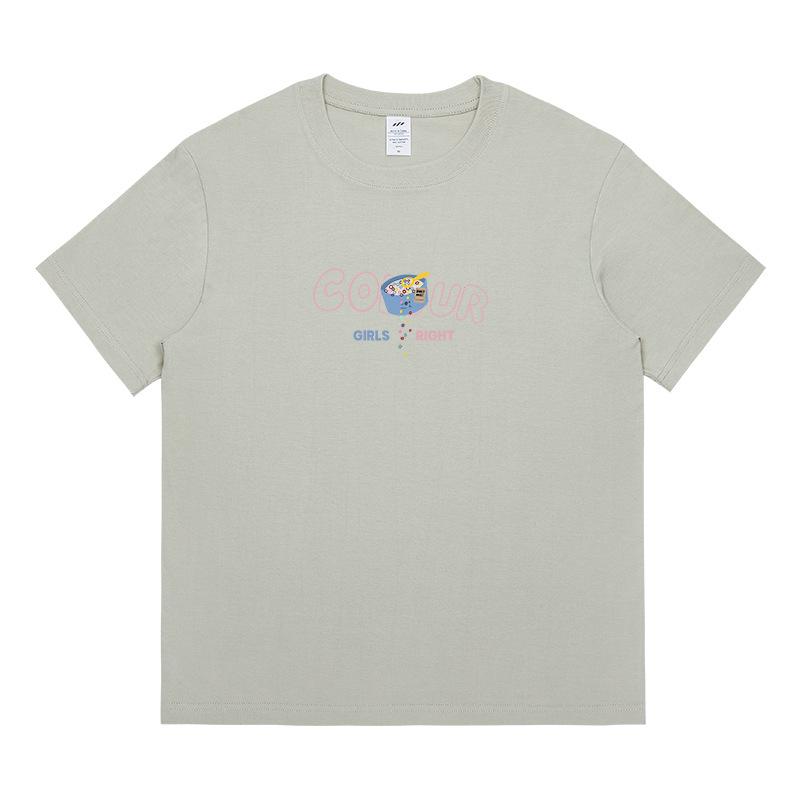 Short-sleeved Men's Summer Students Korean Version of The Casual Loose Round Neck Yankee Printing Wild Harajuku Wind Tops Trend Women