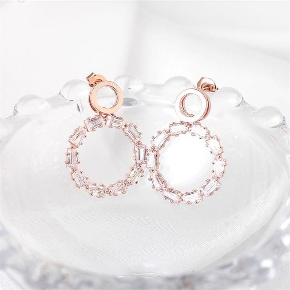[Onm] Onm 14K Gold Needle Cubic Round Claire Single Needle Drop Earrings (9592463)