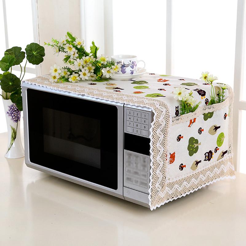 1PC Microwave Oven Machine Washable Cloth Cover Multi-purpose Cotton Linen 100*35cm Grease Proof Cover Kitchen Decor Dust Cover