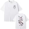 2026 Summer Anatomical Heart Fluid Line Art Double Sided Graphic White T-Shirt Unisex Oversized Clean Fit Streetwear Cotton Tee
