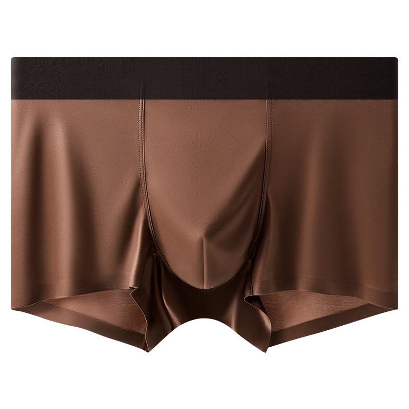 Heren Lichte Luxe Satijnen Ijszijde Boxer Briefs met Antibacteriële Moerbeizijde Kruis