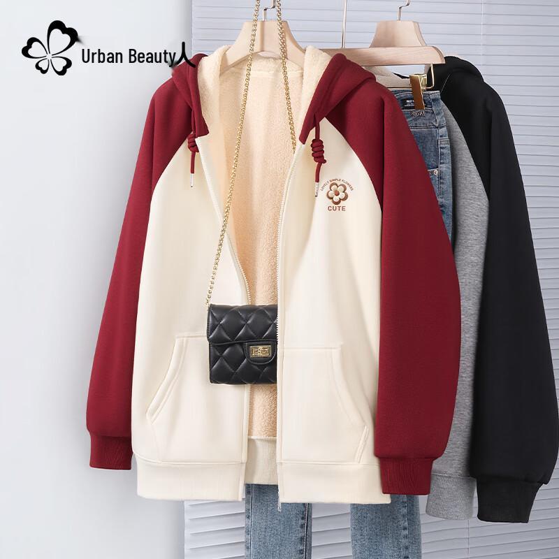 

Urban Beauty Women s Fleece-Lined Hooded Zip-Up Jacket M