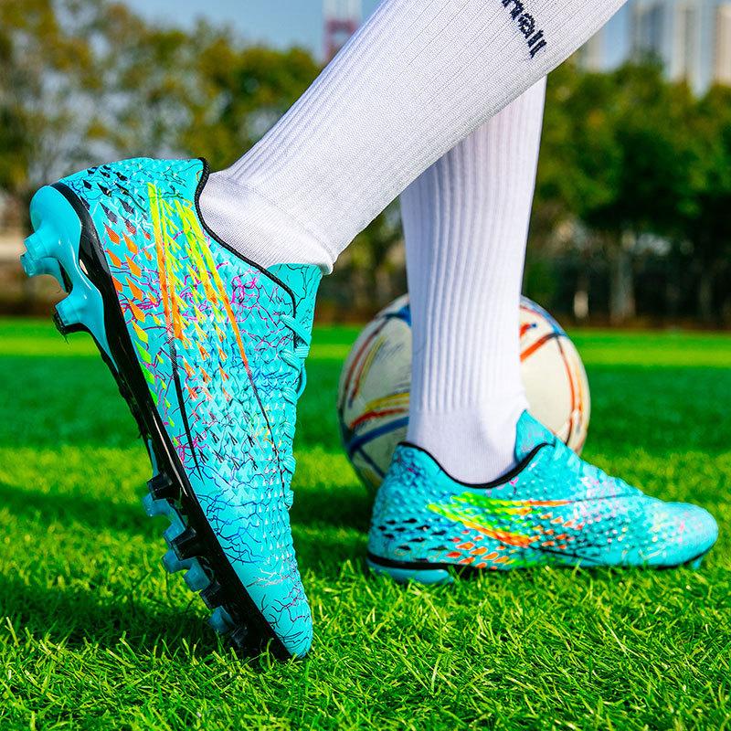 New Professional Football Shoes Men's and Women's AG Spikes Colorful Multi-color Youth Students Grass Game Training Shoes