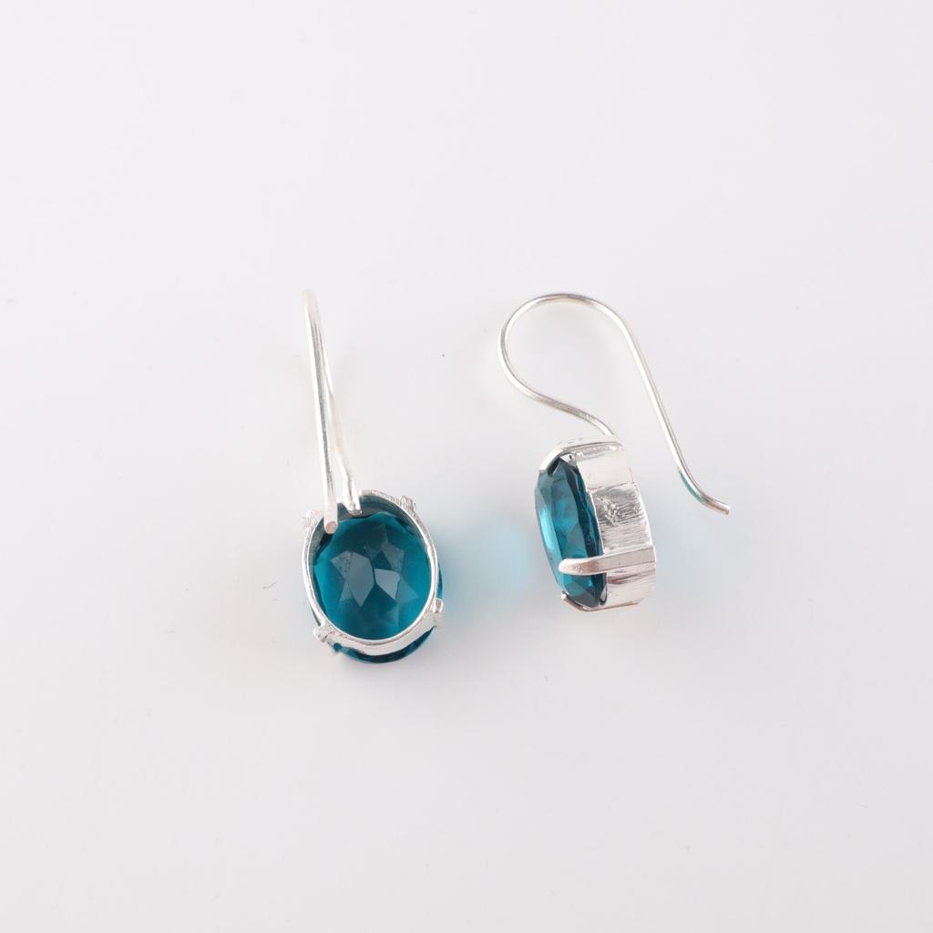 Women's Apatite Gemstone 925 Sterling Silver Jewelry Handmade Earrings1.05" Gift EE-173-1