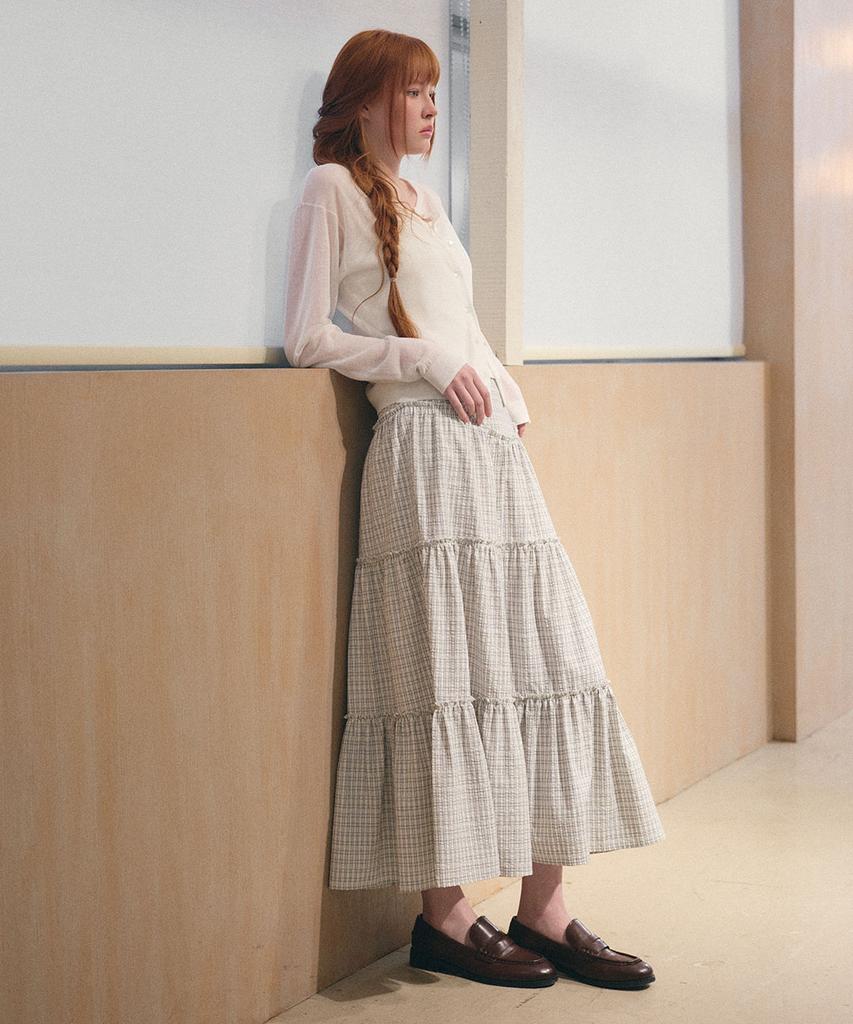 GENERALIDEA Shirred Tiered Long Skirt [Check] / Gf2Lsk511
