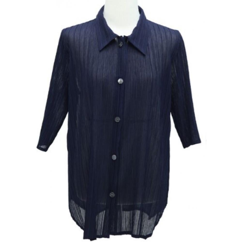 Shiz Madam Women Pleated Collar Long Shirt T57131