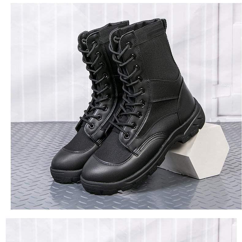 Men's Summer Martin Boots: Breathable, Wear-Resistant Combat Training Boots with Zipper.