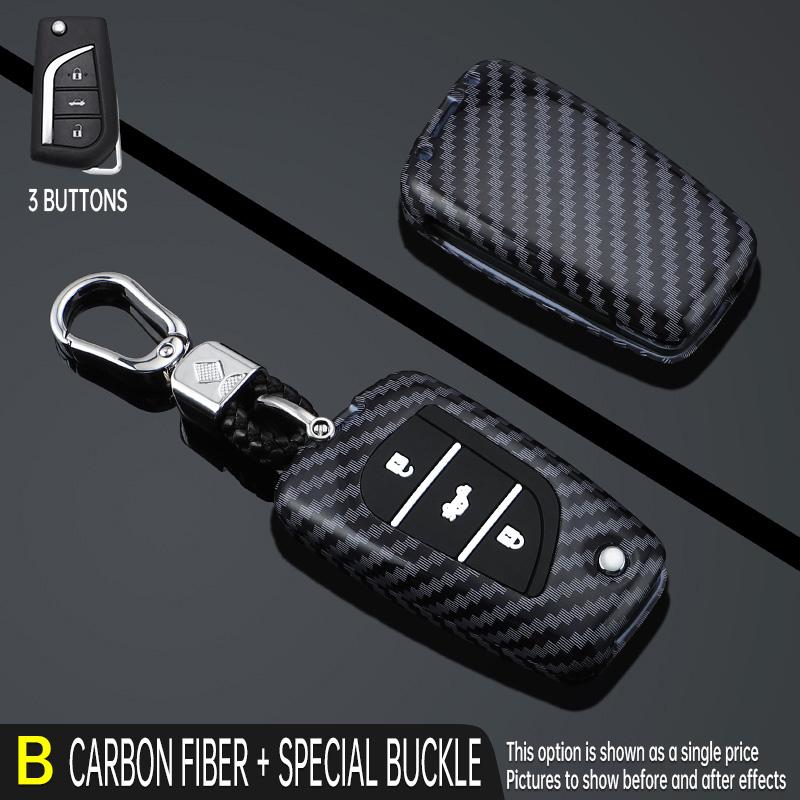Carbon Style Abs Auto Key Fob Cover Case Remote Fit For Toyota Camry Rav4 Forturner Hilux Auris Corolla Avensis Verso Yaris Aygo Scion Tc Im