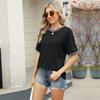 Women's Spring Summer Loose Thread Splicing Round Neck Short Sleeve T-Shirts Women’s