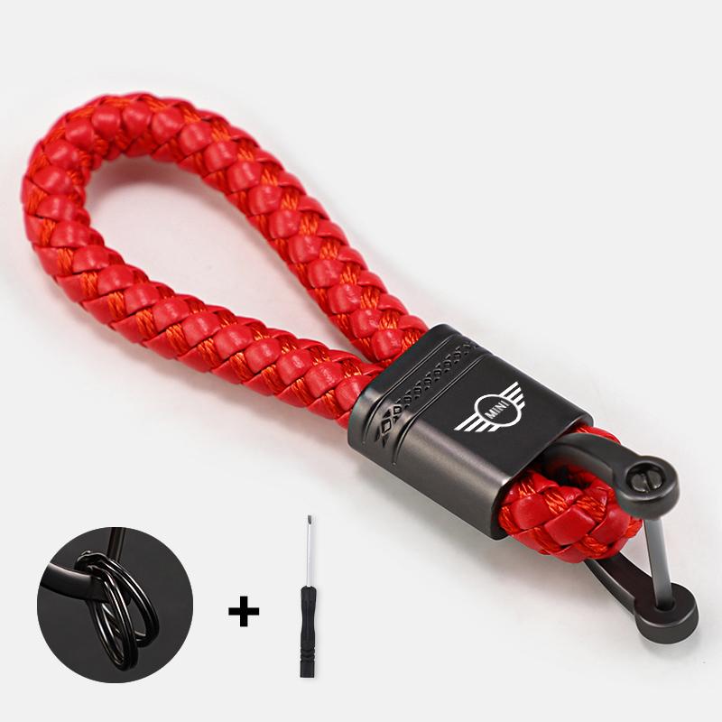 Car Styling Keychain Leather Woven Rope Metal Key Ring For BMW Mini Works Cooper F54 F55 F56 F57 F60 R50 R52 R53 R55 R56 R57 R58 akvnt44