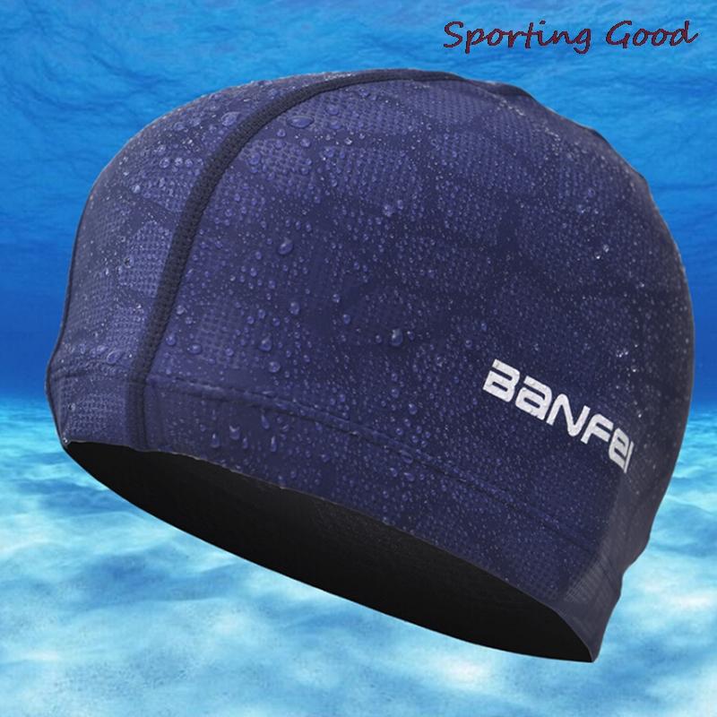 

High Elasticity Waterproof Fabric Protect Ears Long Hair Sports Swim Pool Hat Shark Flexible Durable Swimming Cap For Men Women темно-синий