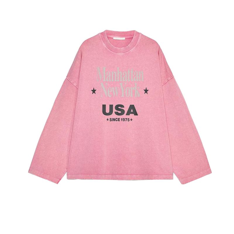 

Весенняя Новая Женская Одежда Эффект Стирки Фланелевые Брюки 3253305 Принт Эффект Стирки Футболка 3253304 Pink Tops S