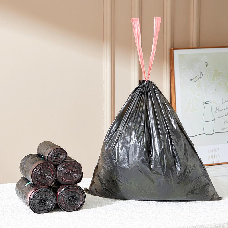 Automatic Drawstring Garbage BagThickened Portable for Household Use Large Black Plastic Bag for Kitchen and Dormitory