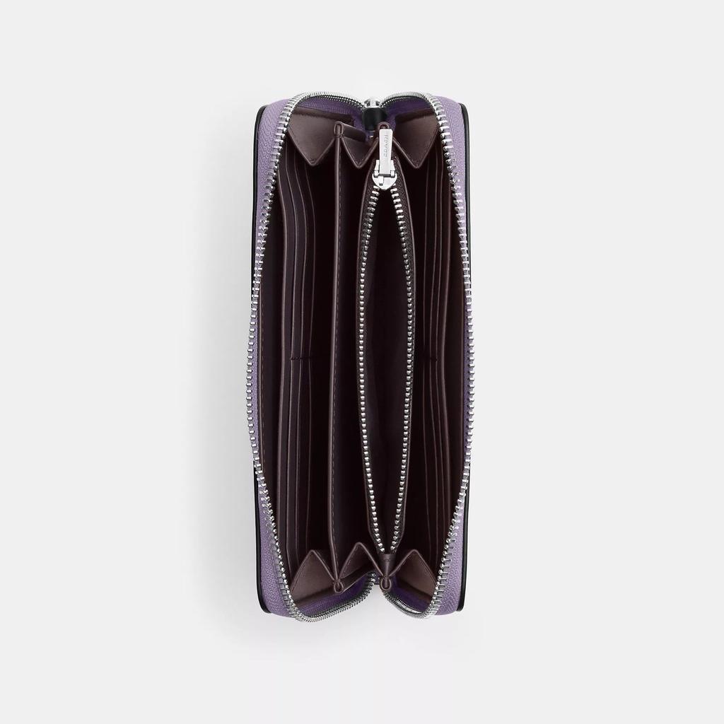 Coach Long Zip Around Wallet Silver Black