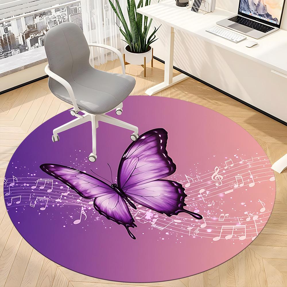 1pc Butterfly MusicChair Carpet for Office, Indoor Non-Slip Washable Polyester Fiber Carpet, Mat For Office, Machine Washable