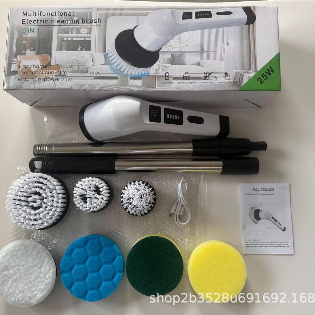Retractable 9-in-1 Wireless Electric Cleaning Brush for Home, Toilet, and Kitchen