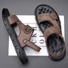 FashionNew Men Genuine Leather Shoes Men's Sandals Durable Handmade Stitching Close Toe Non Slip Shoes For Indoor Outdoor Beach