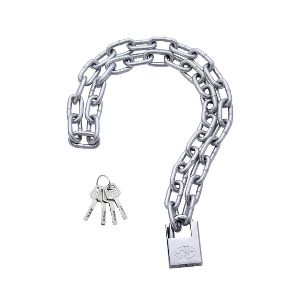 LIOOBO Heavy Duty Chain Padlock Bike Lock Bicycle Lock Security Lock Chain Lock Silver
