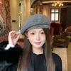 Polyester Women Knitted Beret Hat Spring Summer Girls Vintage Beret Hat  Casual Wear