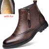 Genuine Leather Boots Men Zips High Top Warm Men's Short Boots Bota Masculinas De Couro Bottines Bottes Hommes En Cuir