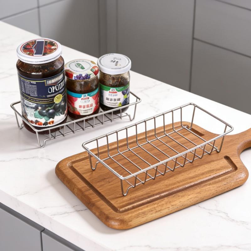 Stainless Steel Spice Rack Rustproof Coating Open Wire Structure Space Saving for Small Apartment Kitchen Storage