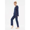 Marineblaues gestricktes Pyjama-Set mit Herzmuster Thmaw21pt0548